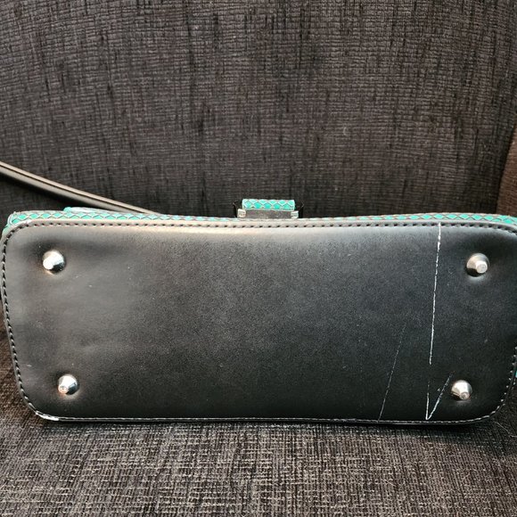 Pedro Dark Teal Green Mesh Pattern Shoulder Bag - Picture 9 of 11